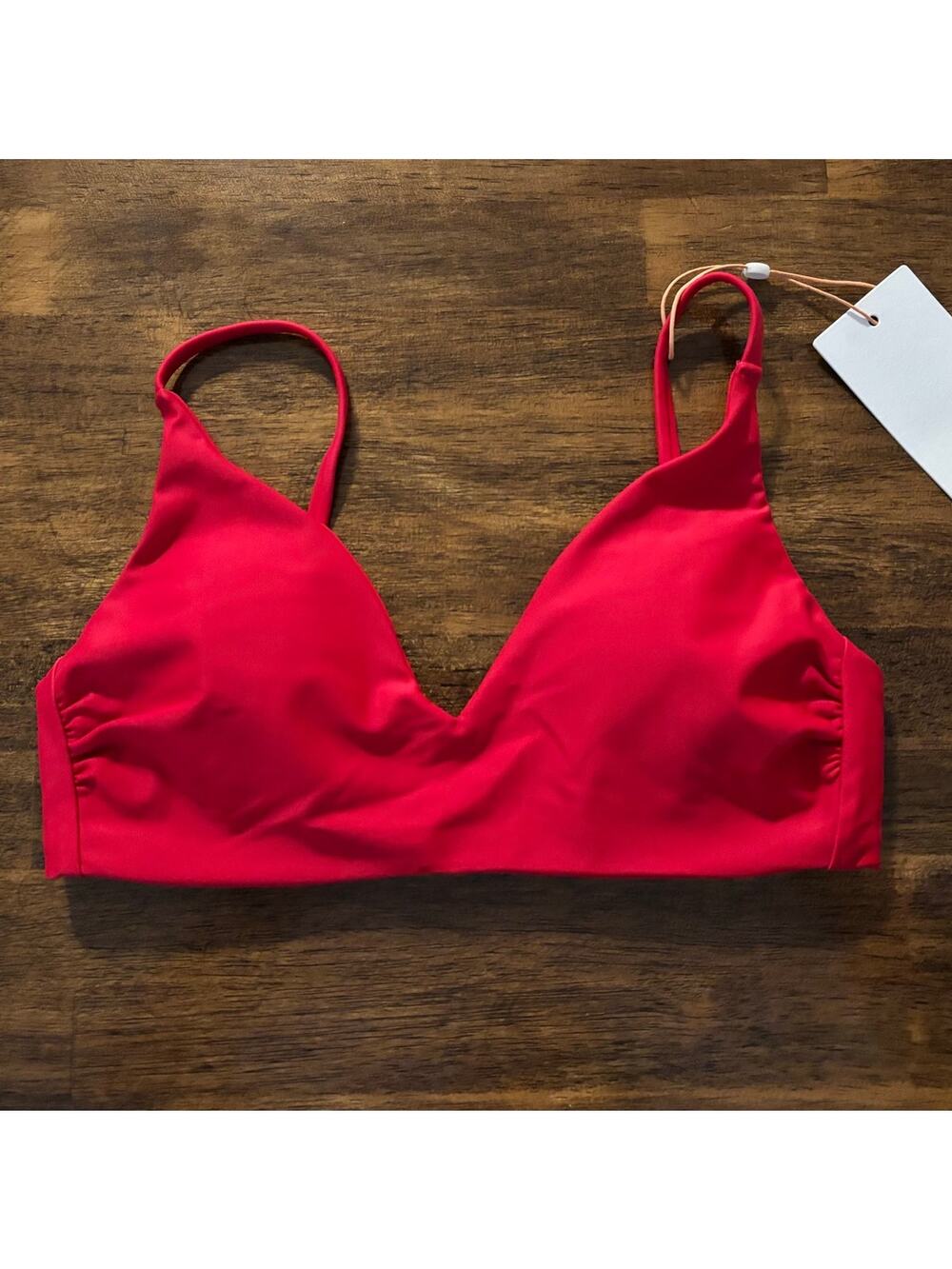 Quince Women’s XS Bikini Top Italian V Neck Tie Back Bathing Suit Swim